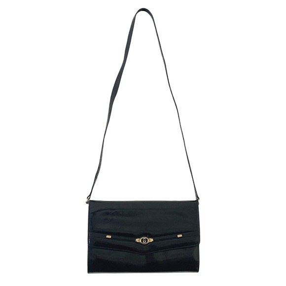 Gucci black patent leather GG logo vintage shoulder bag rare - Picture 2 of 12